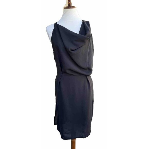 Lioness Women's Black Chiffon Asymmetric Shoulder Midtown Mini Dress Size L - Picture 14 of 14